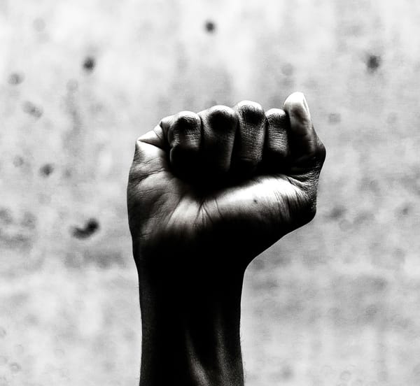 Black and white photo of a fist